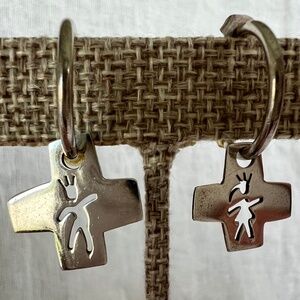 Anni & Co. Sterling Silver Signed Boy & Girl Cutout Earrings – Vintage 1991